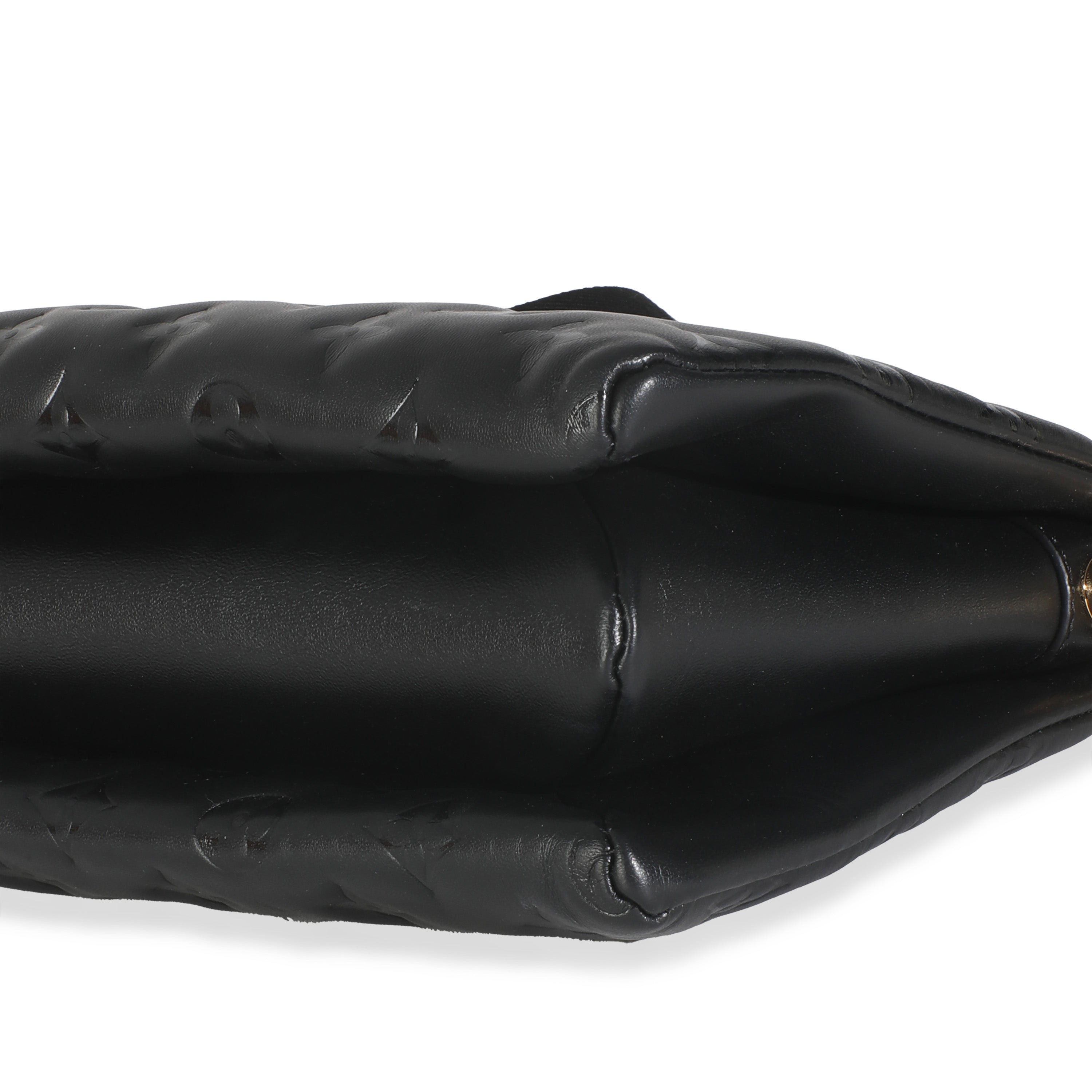 Louis Vuitton Black Lambskin Embossed Monogram Coussin PM