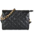 Louis Vuitton Black Lambskin Embossed Monogram Coussin PM