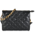 Louis Vuitton Black Lambskin Embossed Monogram Coussin PM