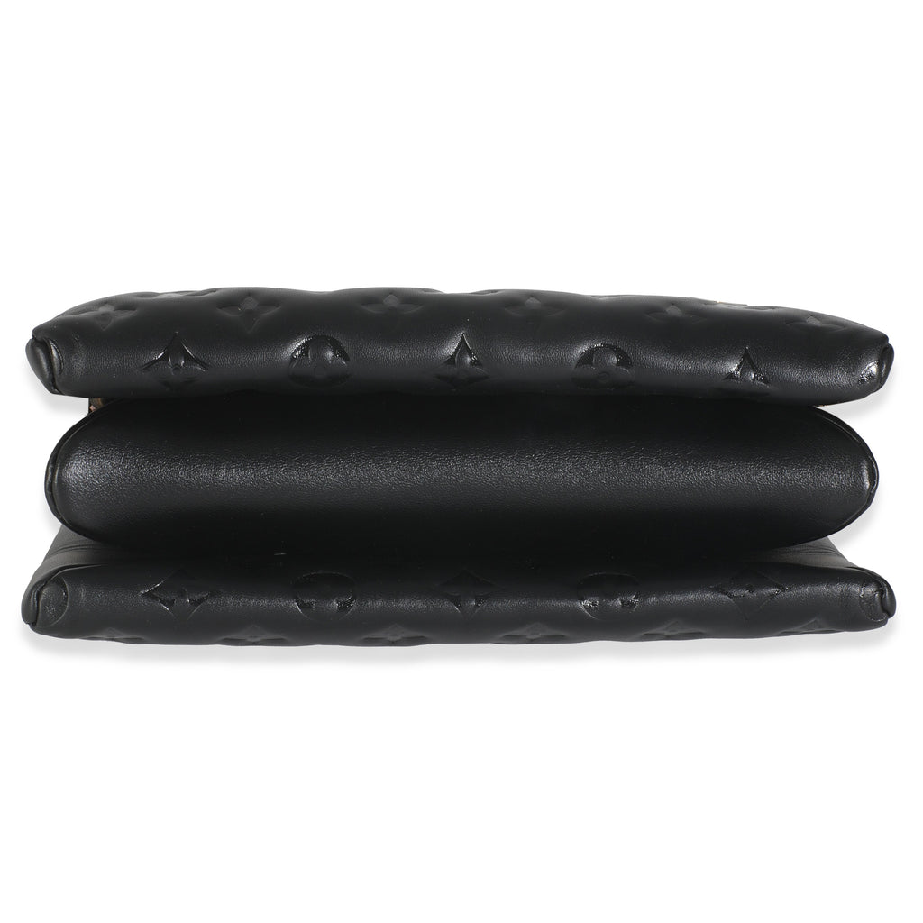Louis Vuitton Black Lambskin Embossed Monogram Coussin PM