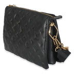 Louis Vuitton Black Lambskin Embossed Monogram Coussin PM