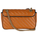 Gucci Cognac Calfskin Matelasse Diagonal Small Torchon GG Marmont Shoulder Bag