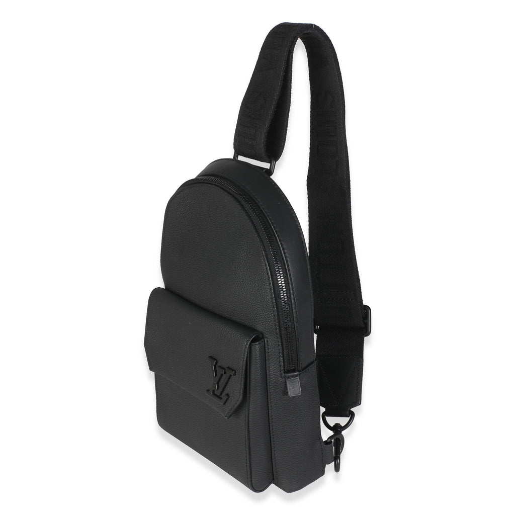Louis Vuitton Black Grained Cowhide Aerogram Pilot Slingbag