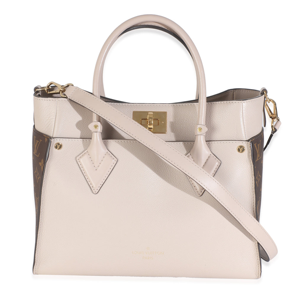 Louis Vuitton Greige Calfskin Monogram On My Side MM