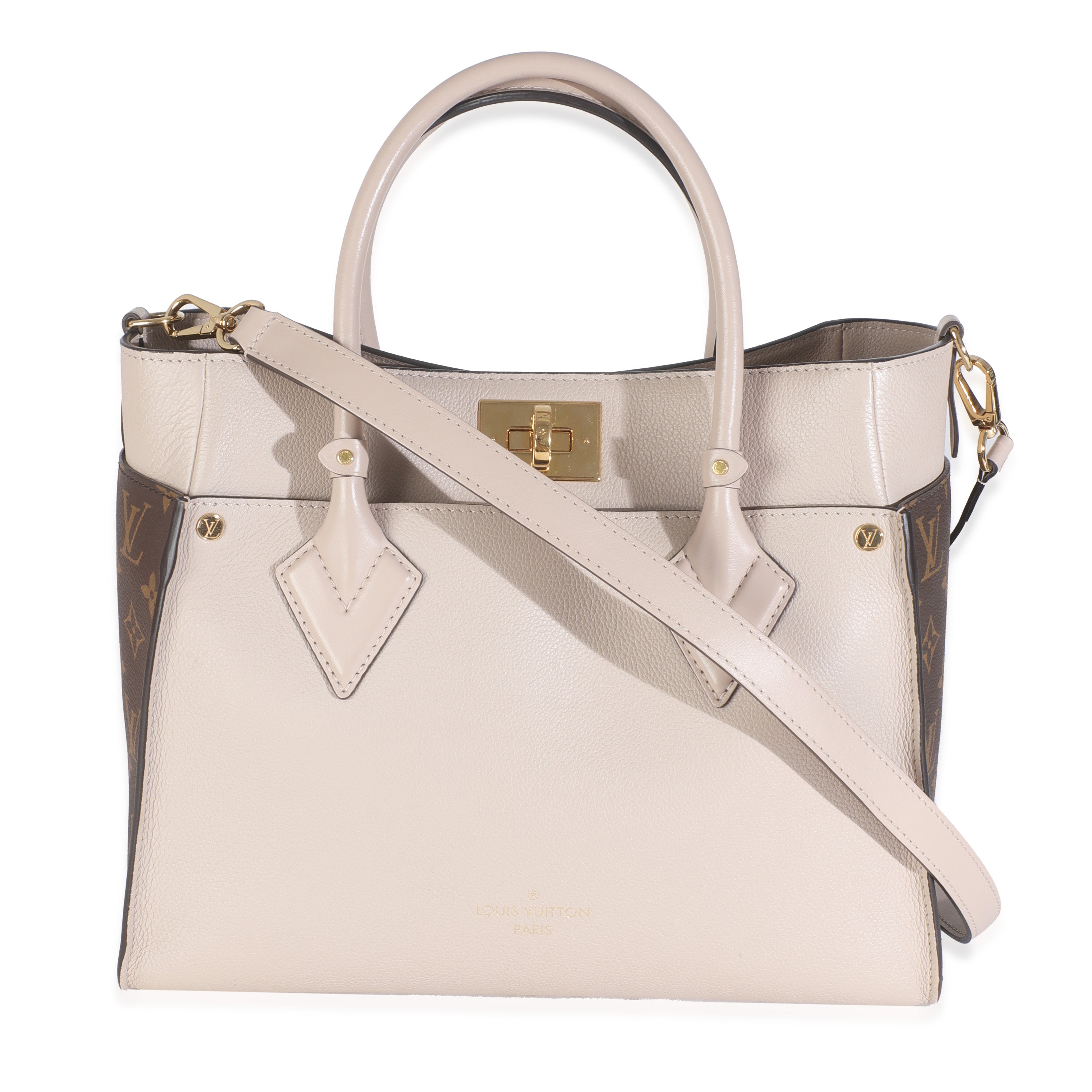 Louis Vuitton Greige Calfskin Monogram On My Side MM