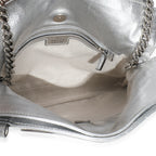 Gucci Silver Metallic Sakai Diagonal Stitched Calfskin Small Blondie Tote