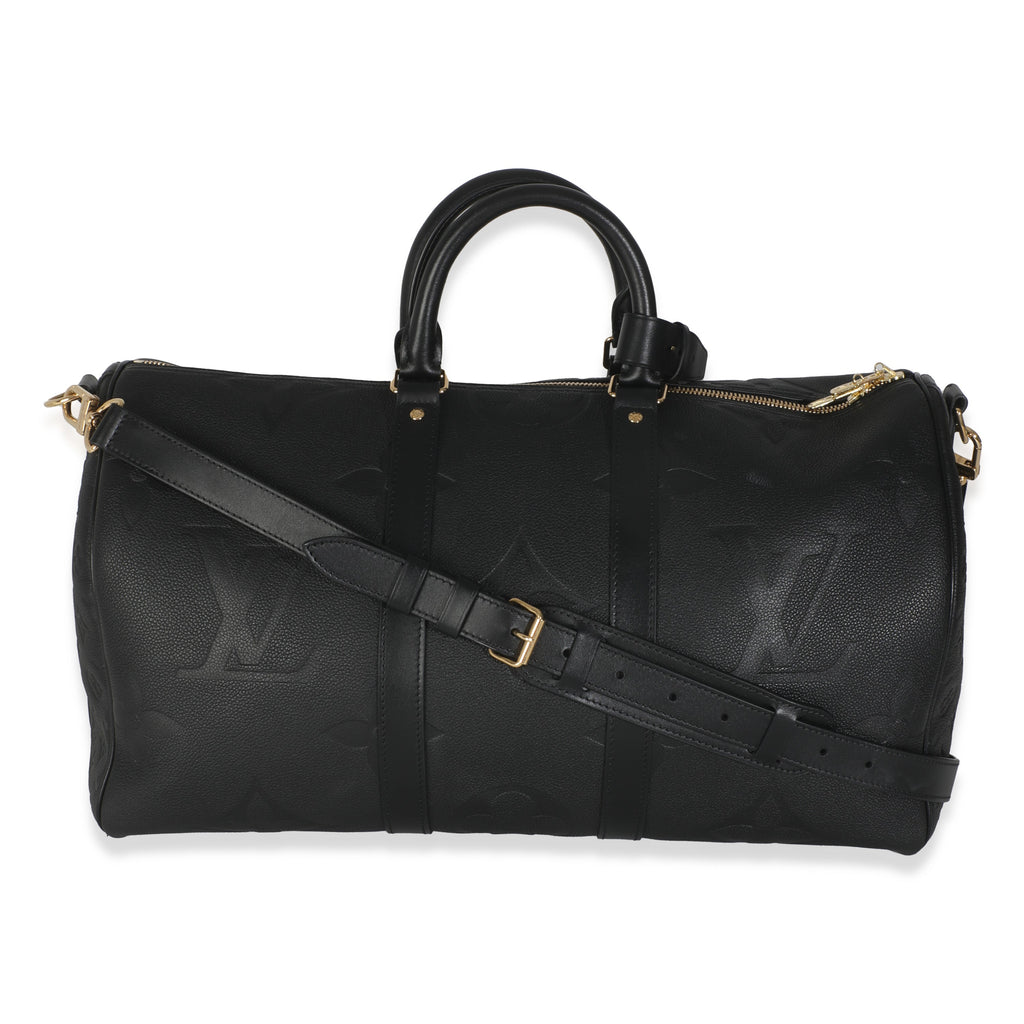 Louis Vuitton Black Monogram Empreinte Giant Keepall Bandouliere 45
