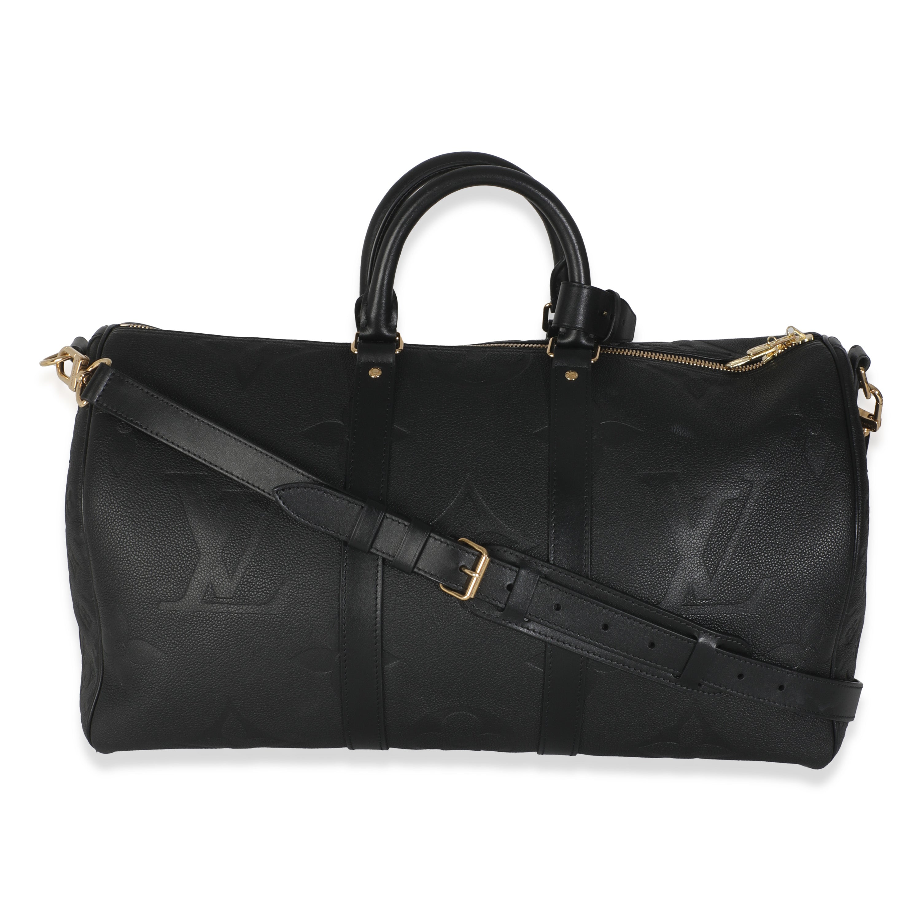 Louis Vuitton Black Monogram Empreinte Giant Keepall Bandouliere 45