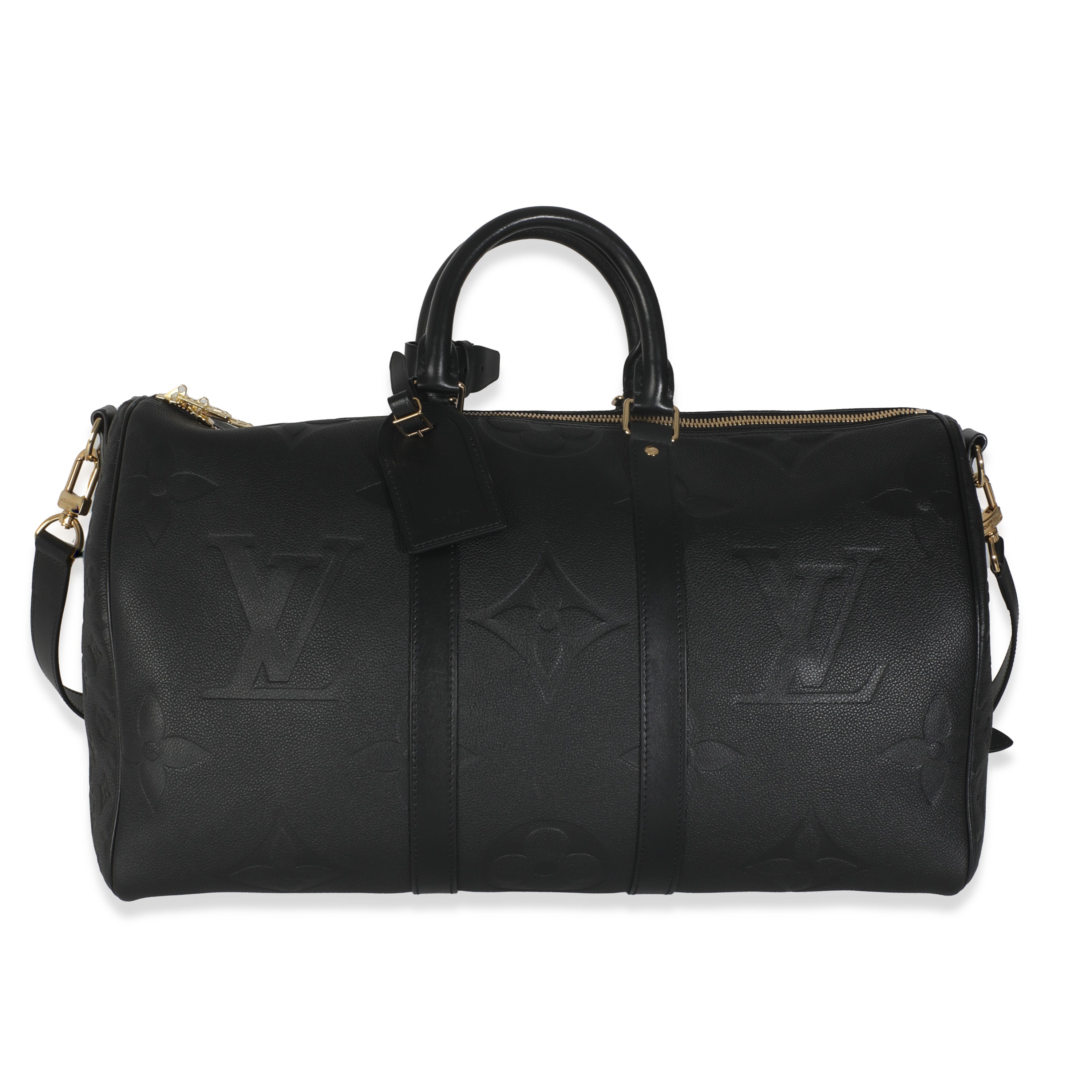 Louis Vuitton Black Monogram Empreinte Giant Keepall Bandouliere 45