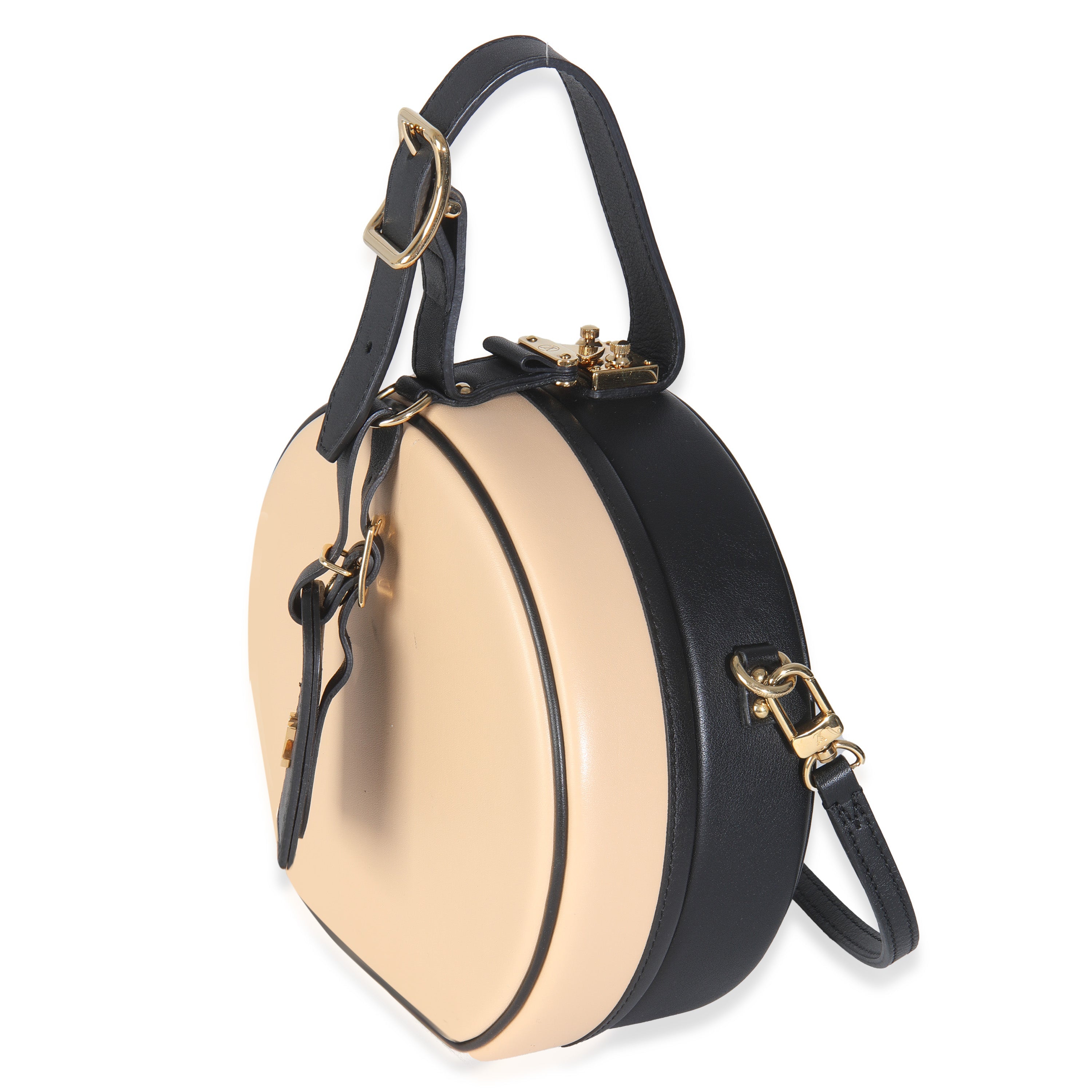 Louis Vuitton Black Beige Calfskin Petite Boite Chapeau