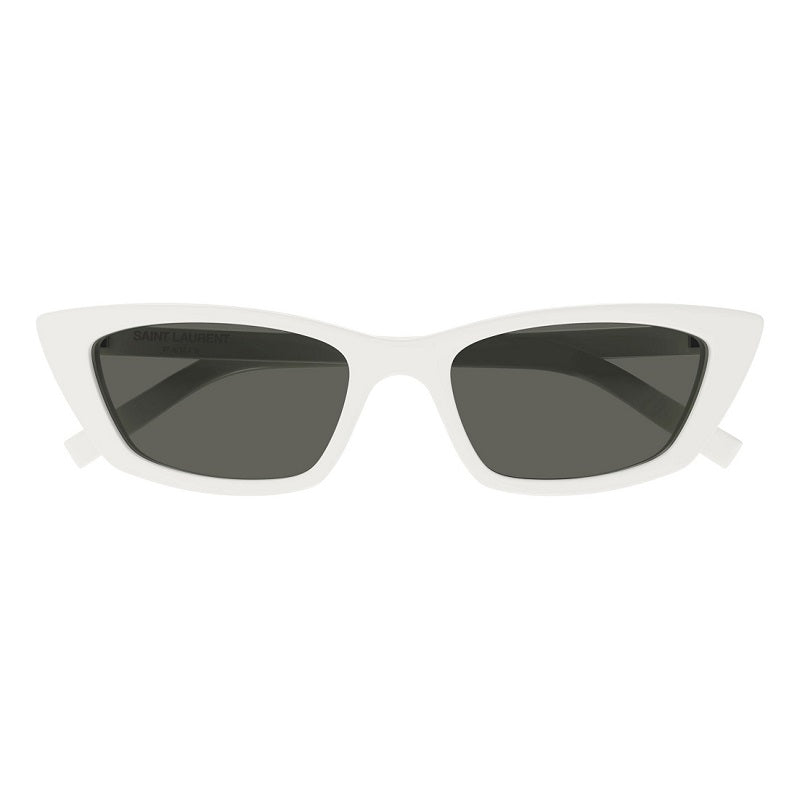 Saint Laurent Sunglasses Cat Eye Full Rim, White Frame and Grey Lens SL277011