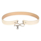 Christian Dior Vintage White Leather CD Charm Waist Belt