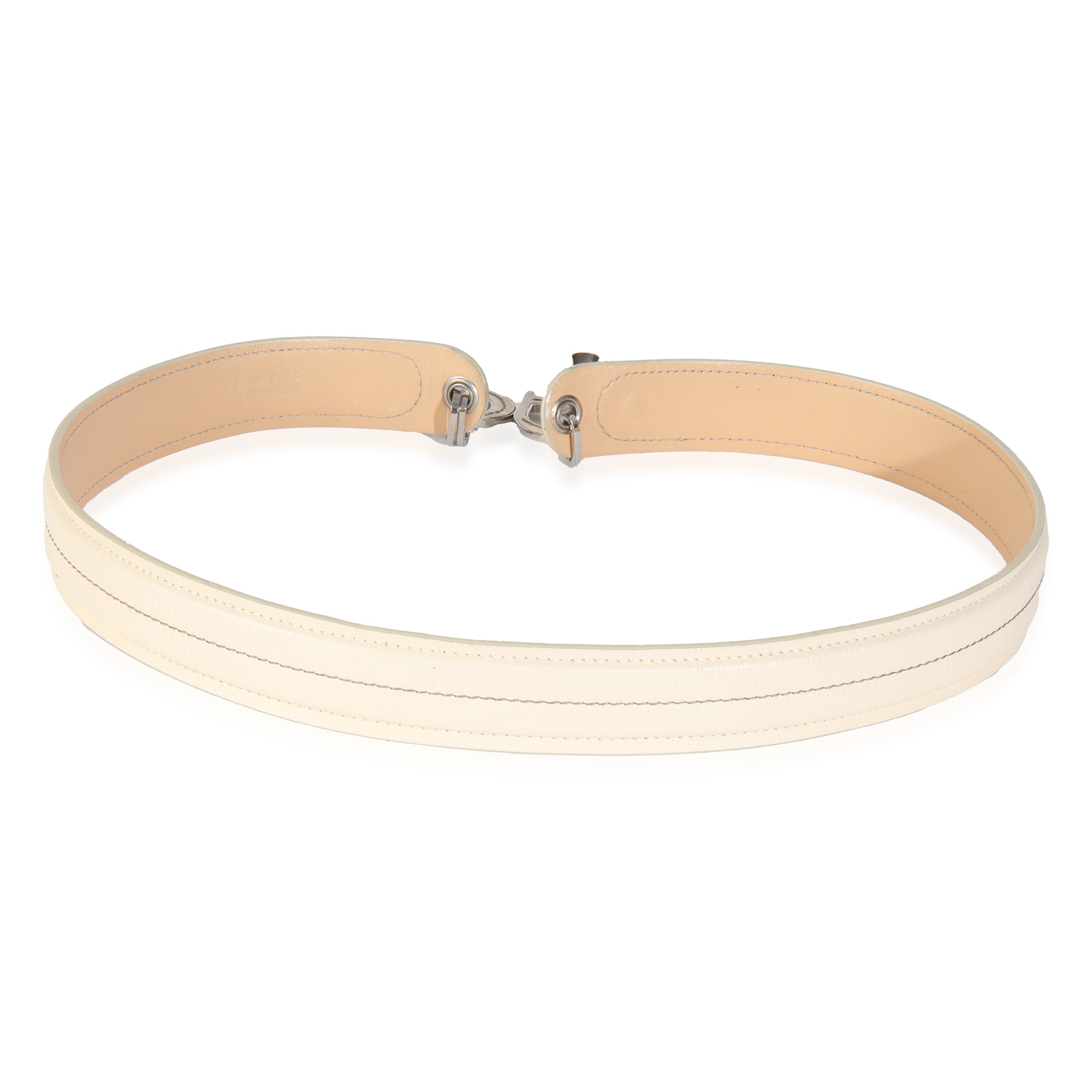 Christian Dior Vintage White Leather CD Charm Waist Belt