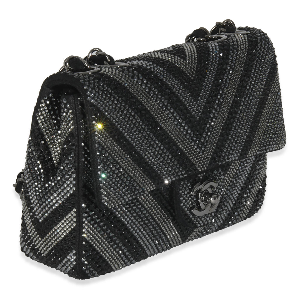 Chanel Black Strass CC Chevron Mini Flap Bag