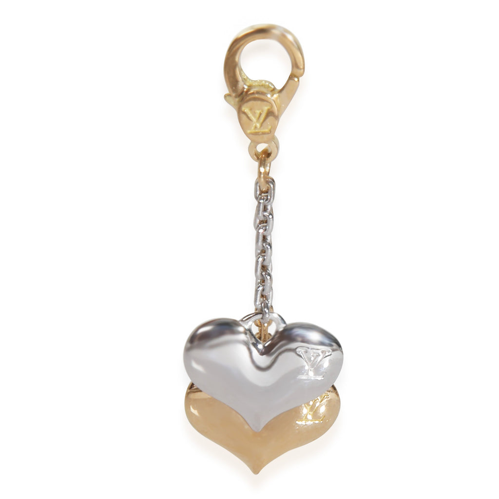 Louis Vuitton White Gold & Yellow Gold  Double Heart Charm