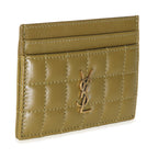Saint Laurent Olive Drab Quilted Lambskin Cassandre Credit Card Case