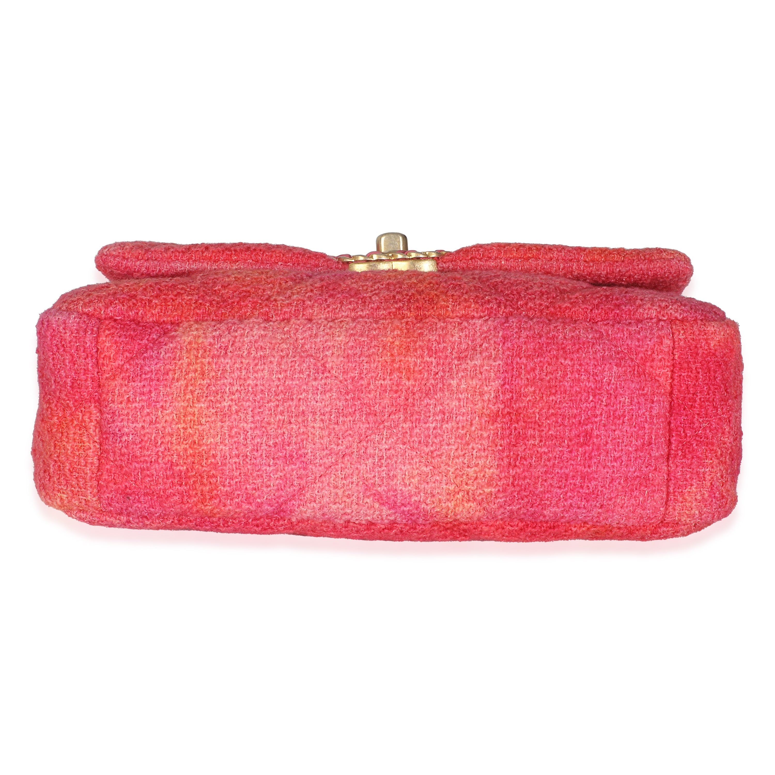 Chanel Coral Pink Tweed Quilted Medium Chanel 19 Flap Bag