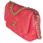 Chanel Coral Pink Tweed Quilted Medium Chanel 19 Flap Bag