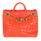 Orange Nappa Intrecciato Small Andiamo With Chain