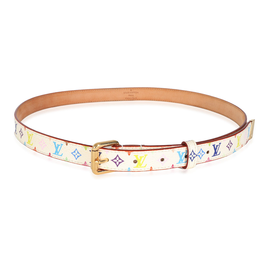 Louis Vuitton White Monogram Multicolor Canvas Buckle Belt 90/36