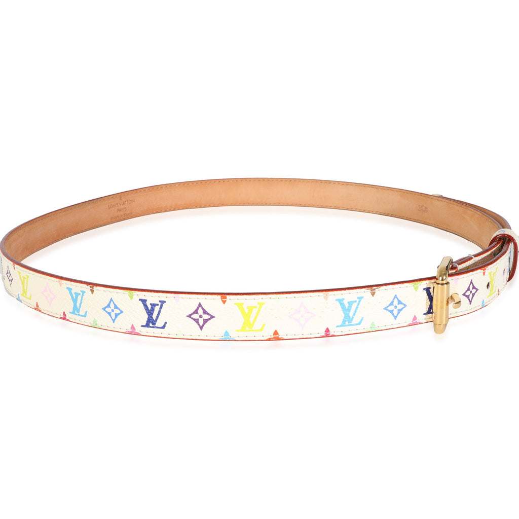 Louis Vuitton White Monogram Multicolor Canvas Buckle Belt 90/36
