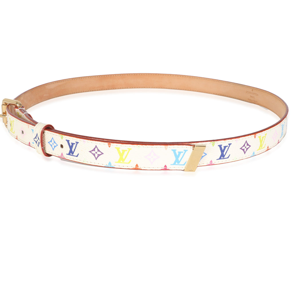 Louis Vuitton White Monogram Multicolor Canvas Buckle Belt 90/36