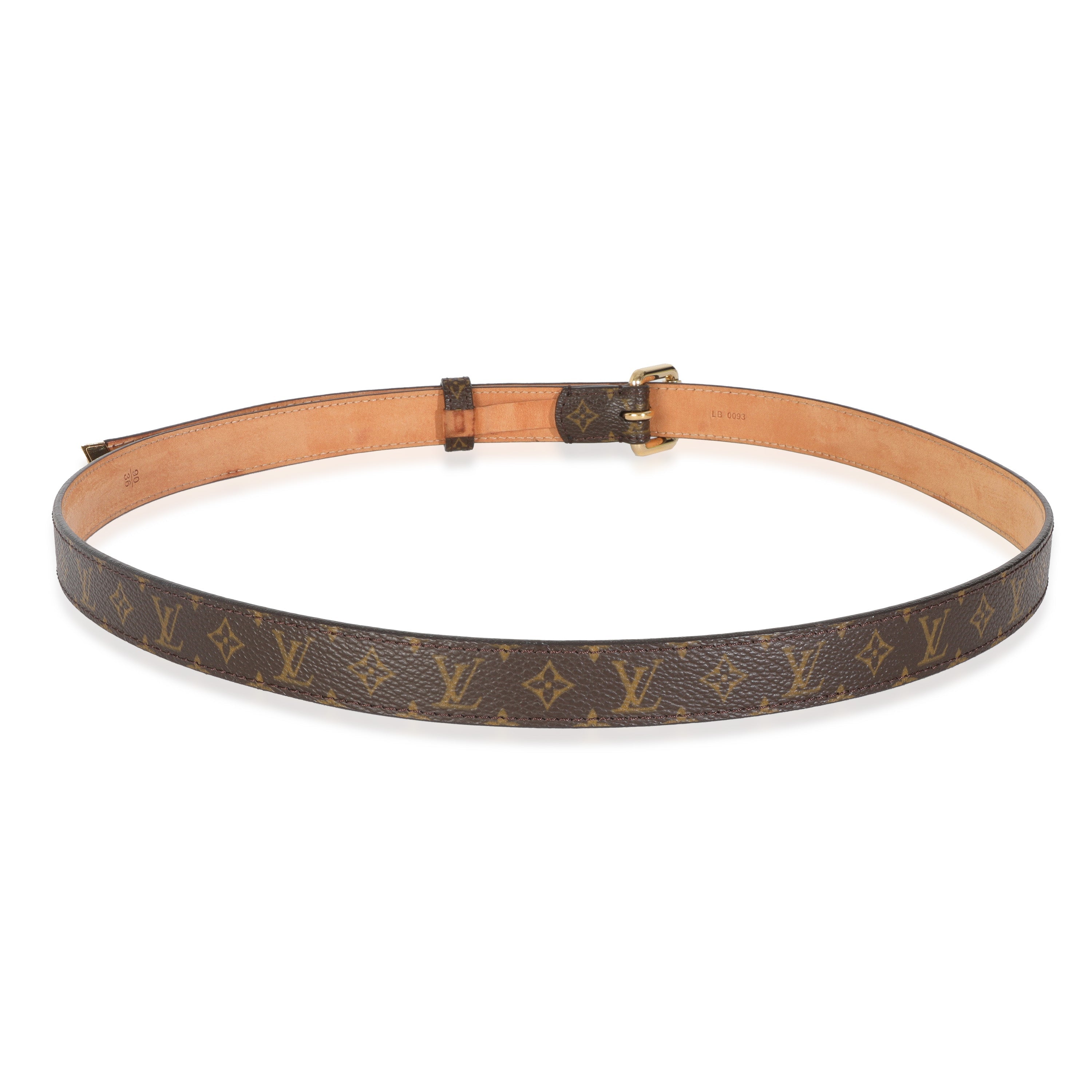Louis Vuitton Monogram Canvas Gold Buckle Belt 90/36