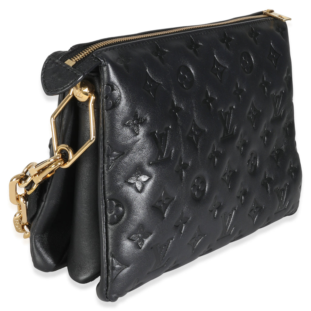 Louis Vuitton Black Monogram Embossed Lambskin Coussin PM