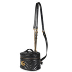 Gucci Black Calfskin Matelasse Mini GG Marmont Round Backpack
