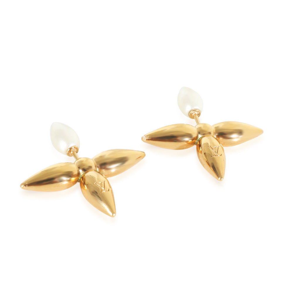 Louis Vuitton Gold-Plated  Faux Pearl Louisette Earrings