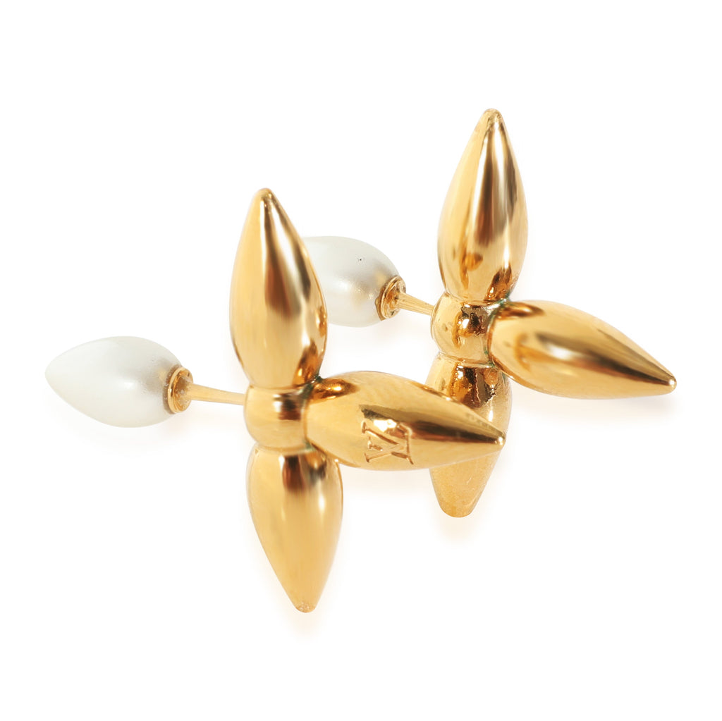 Louis Vuitton Gold-Plated  Faux Pearl Louisette Earrings