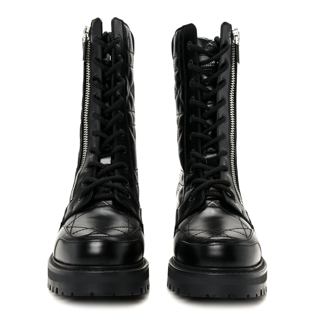 Christian Dior Calfskin Cannage D-Leader Ankle Boots 37.5 Black