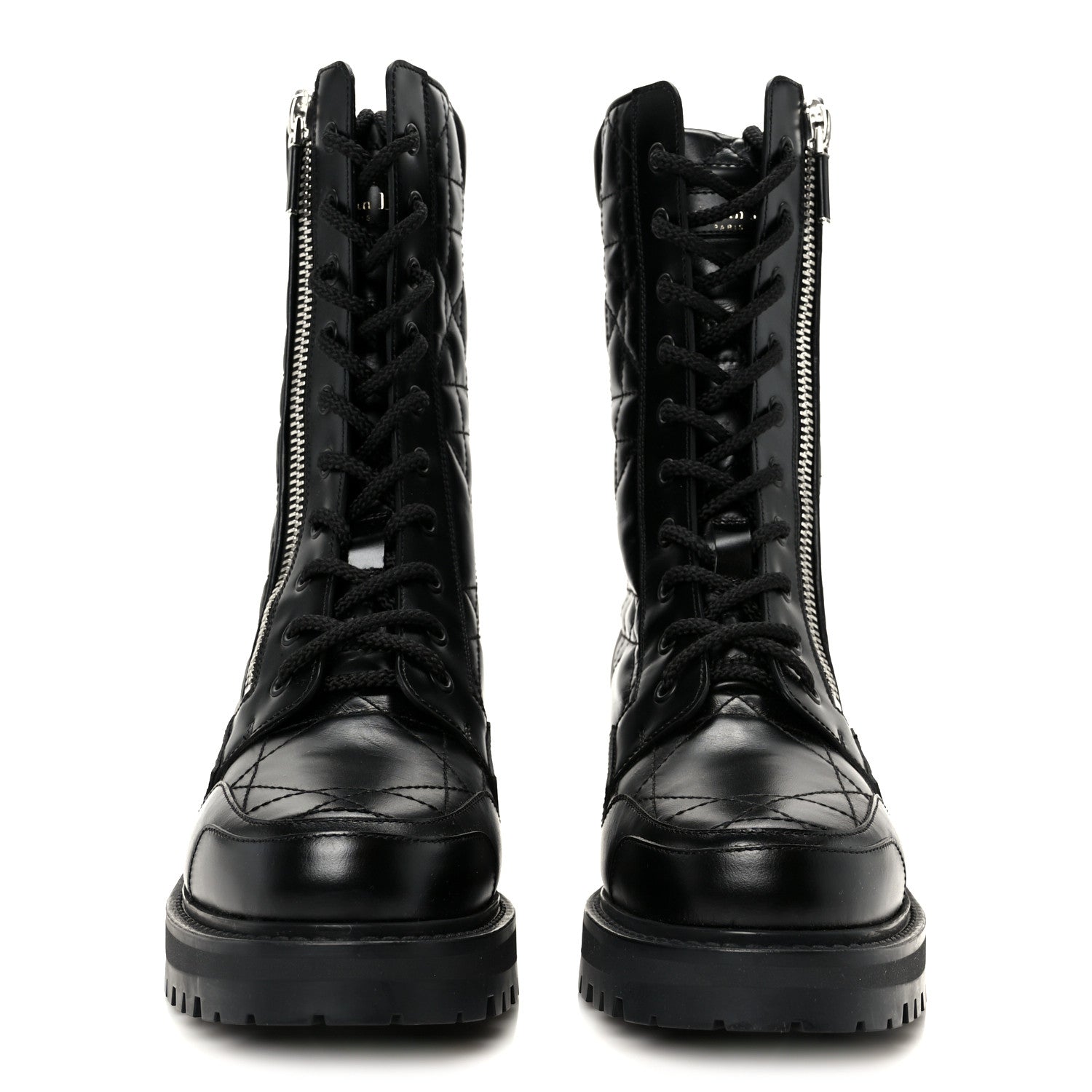 Christian Dior Calfskin Cannage D-Leader Ankle Boots 37.5 Black