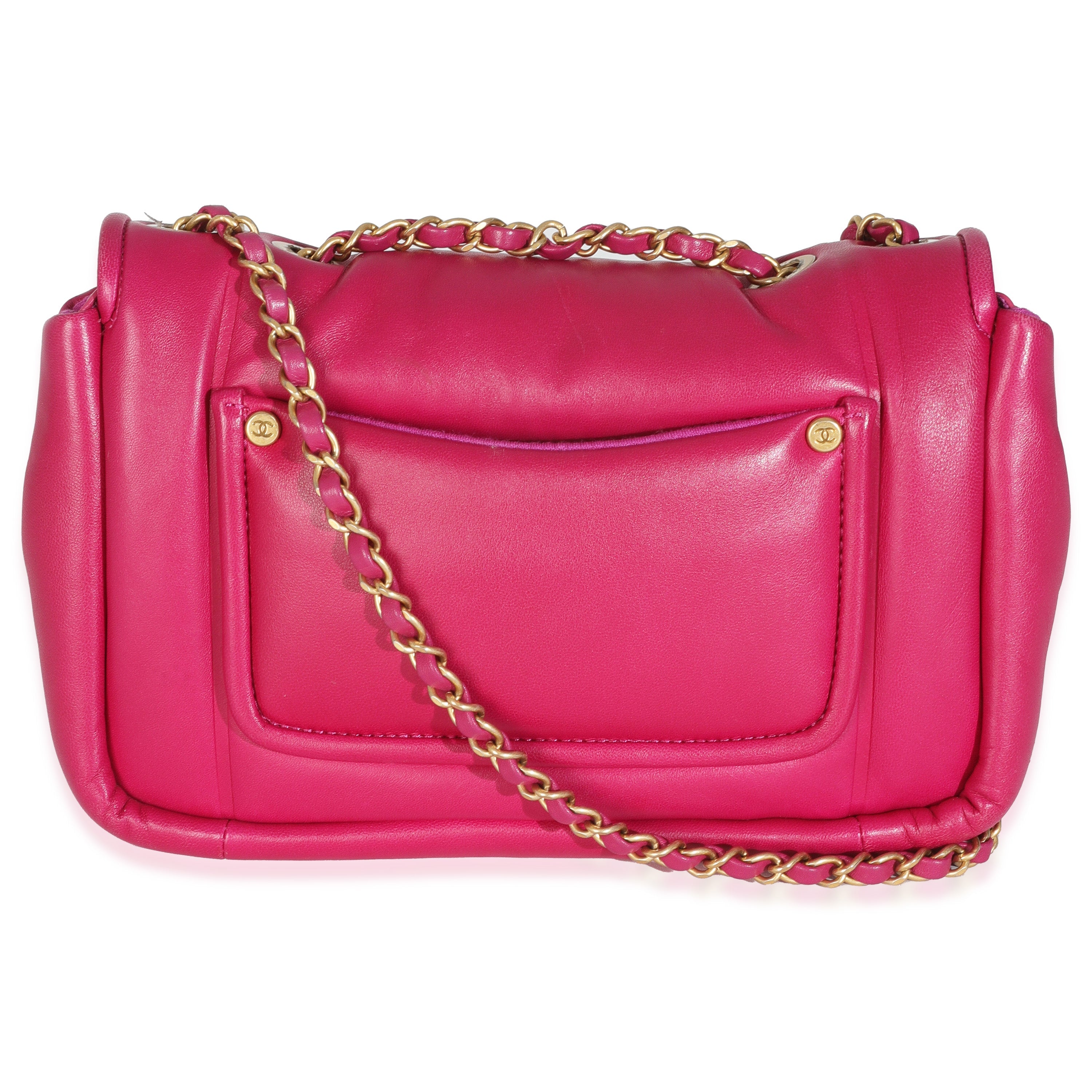 Chanel Dark Pink Lambskin Medium Simply Flap Bag