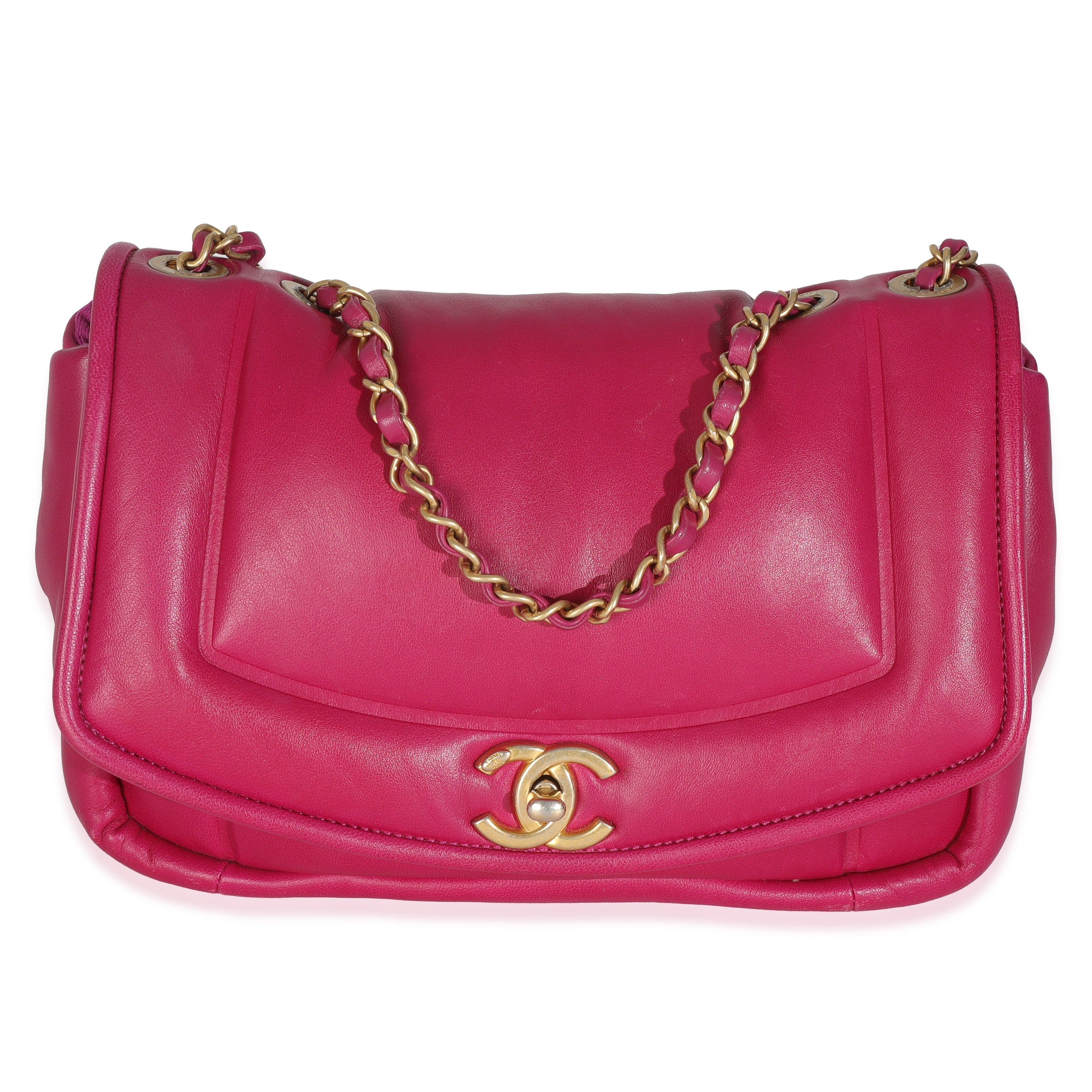 Chanel Dark Pink Lambskin Medium Simply Flap Bag