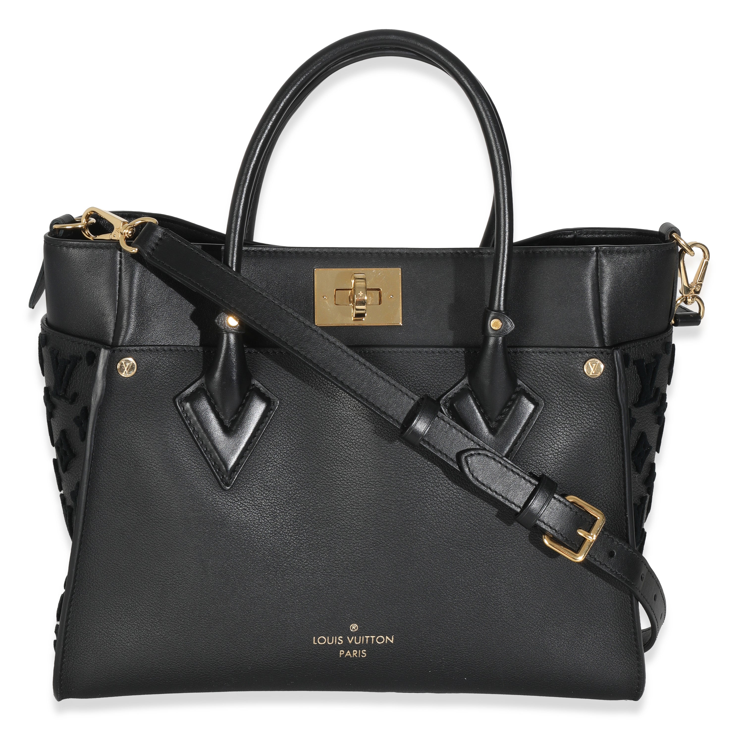 Louis Vuitton Black Calfskin Monogram Tufting On My Side MM