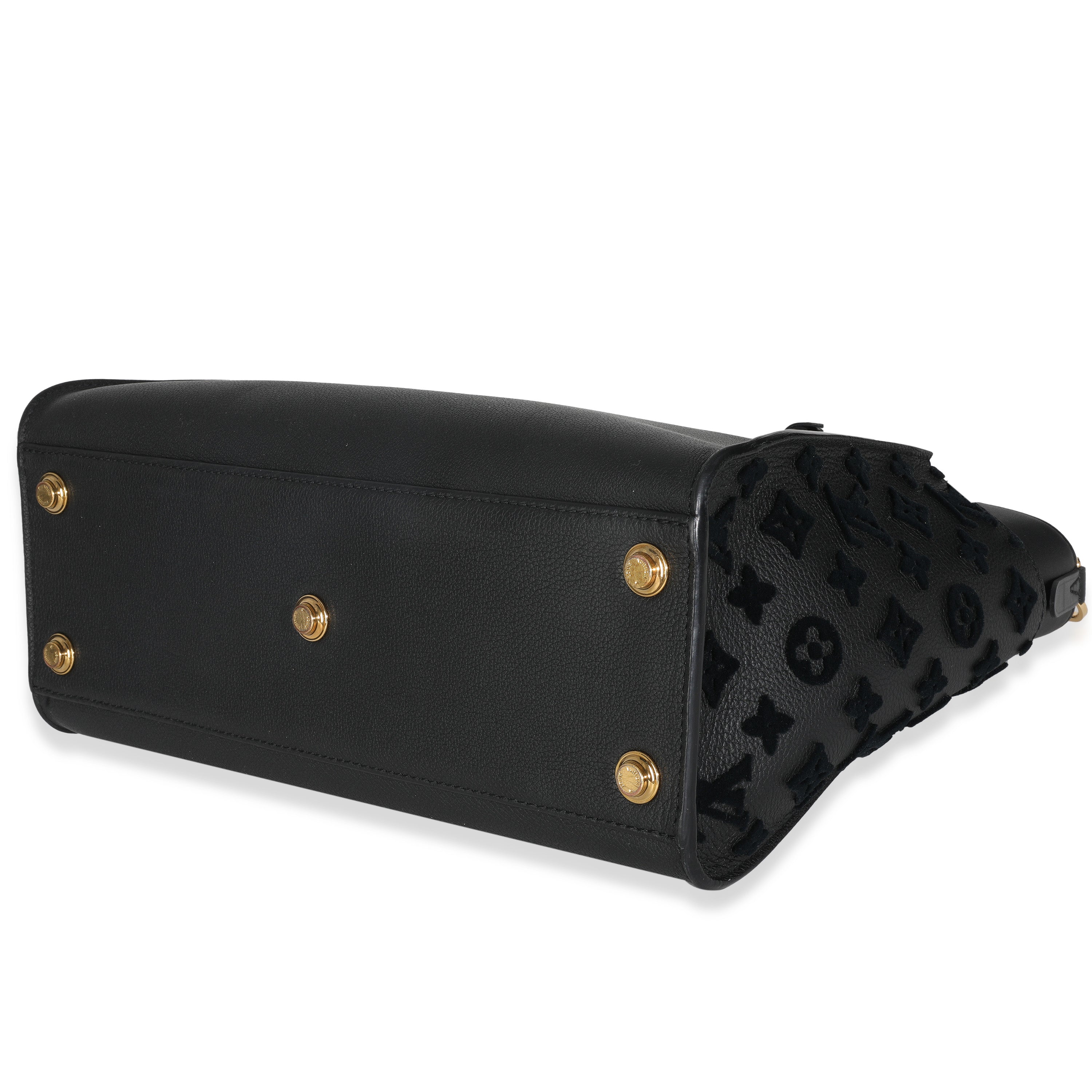 Louis Vuitton Black Calfskin Monogram Tufting On My Side MM