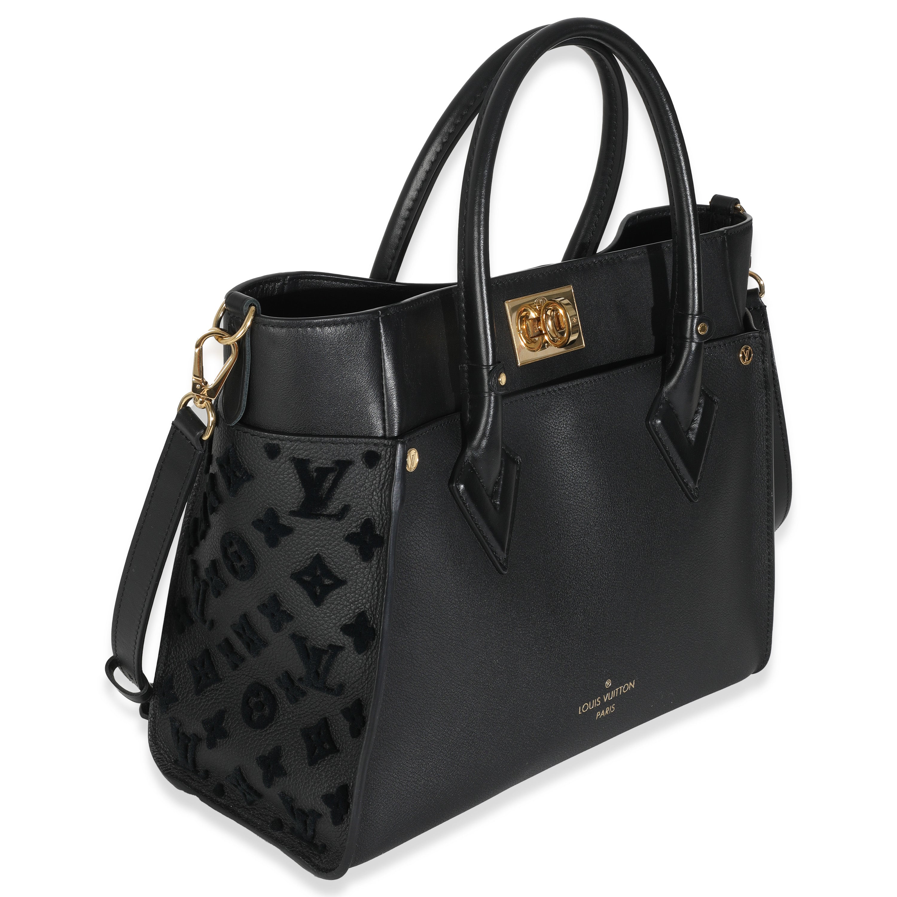 Louis Vuitton Black Calfskin Monogram Tufting On My Side MM