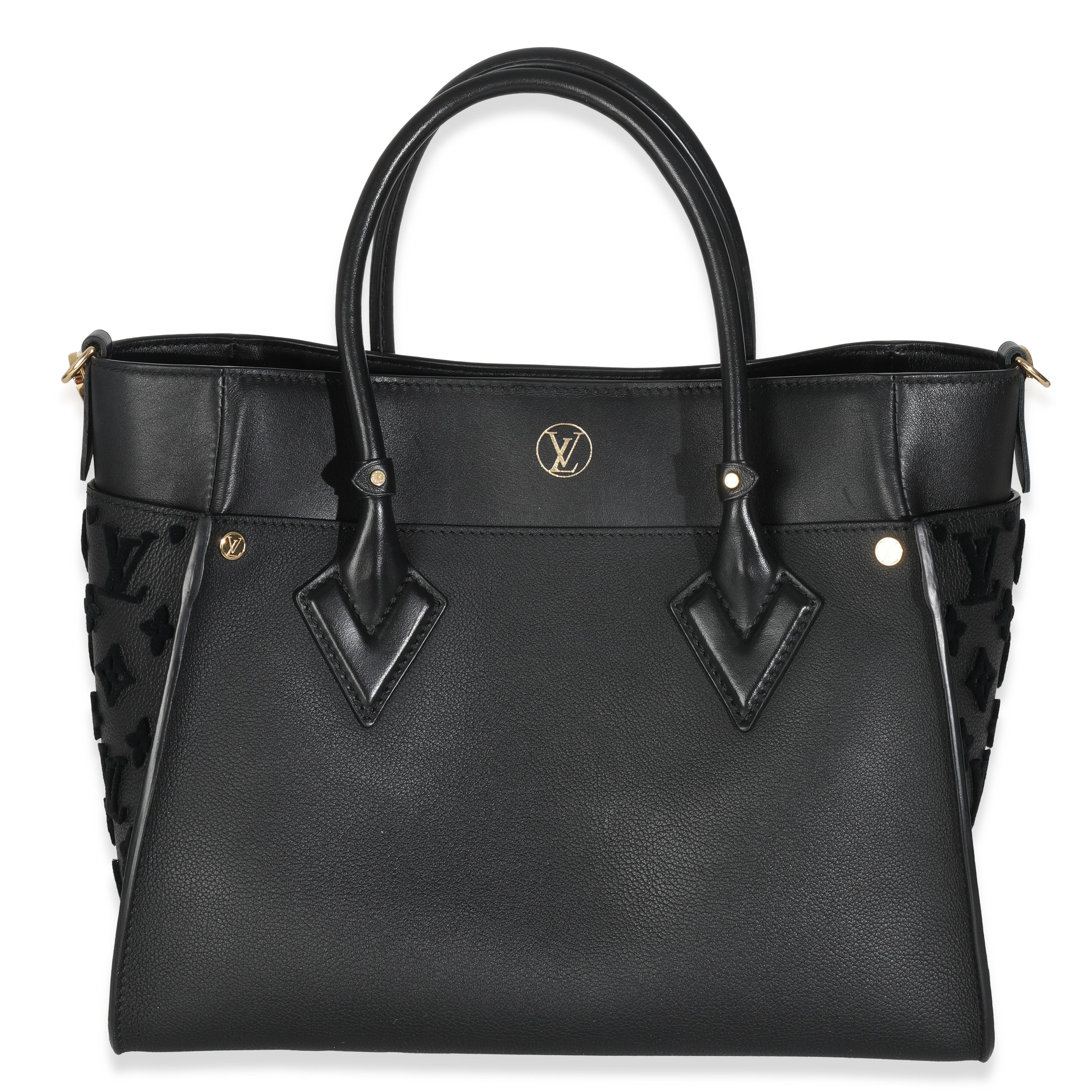 Louis Vuitton Black Calfskin Monogram Tufting On My Side MM