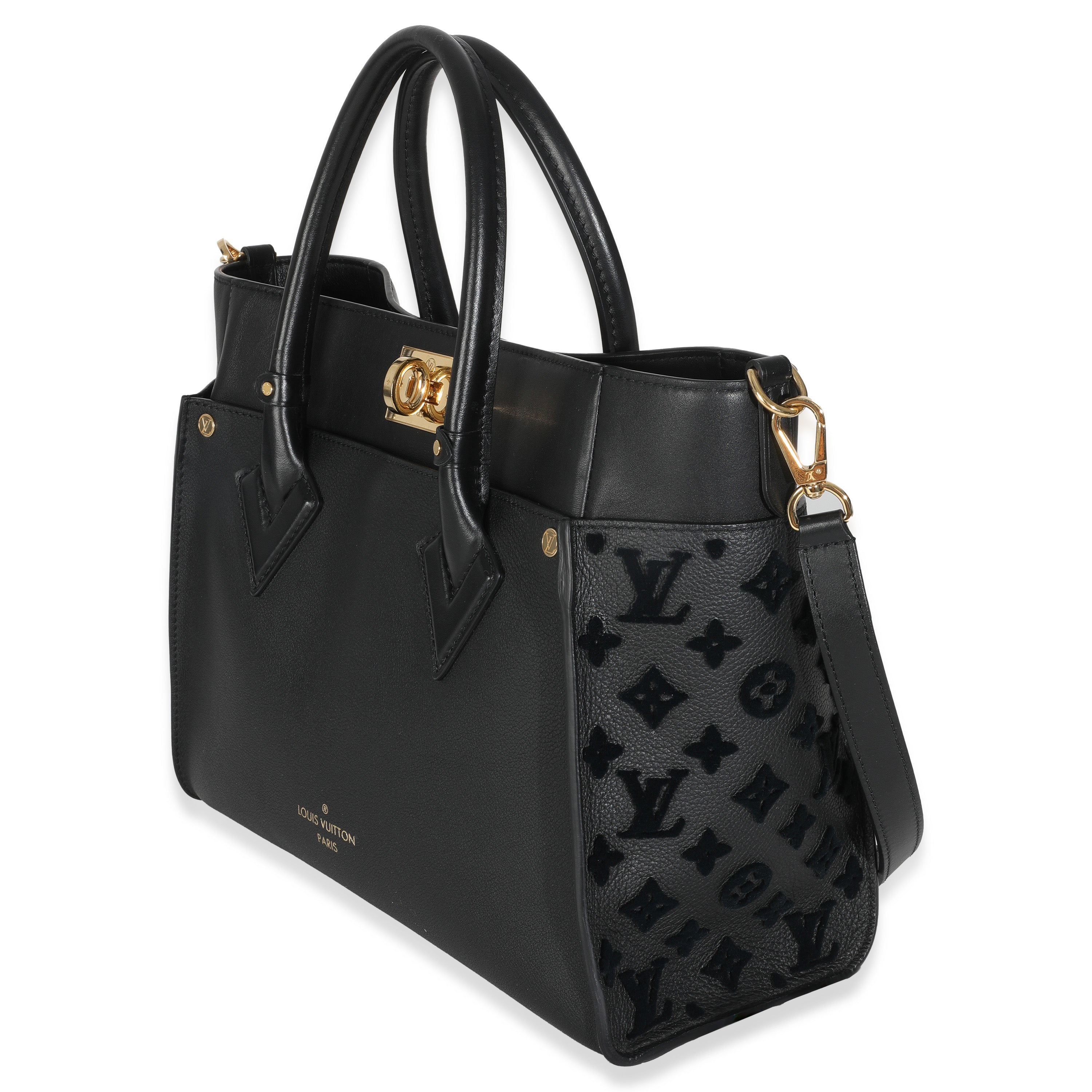 Louis Vuitton Black Calfskin Monogram Tufting On My Side MM