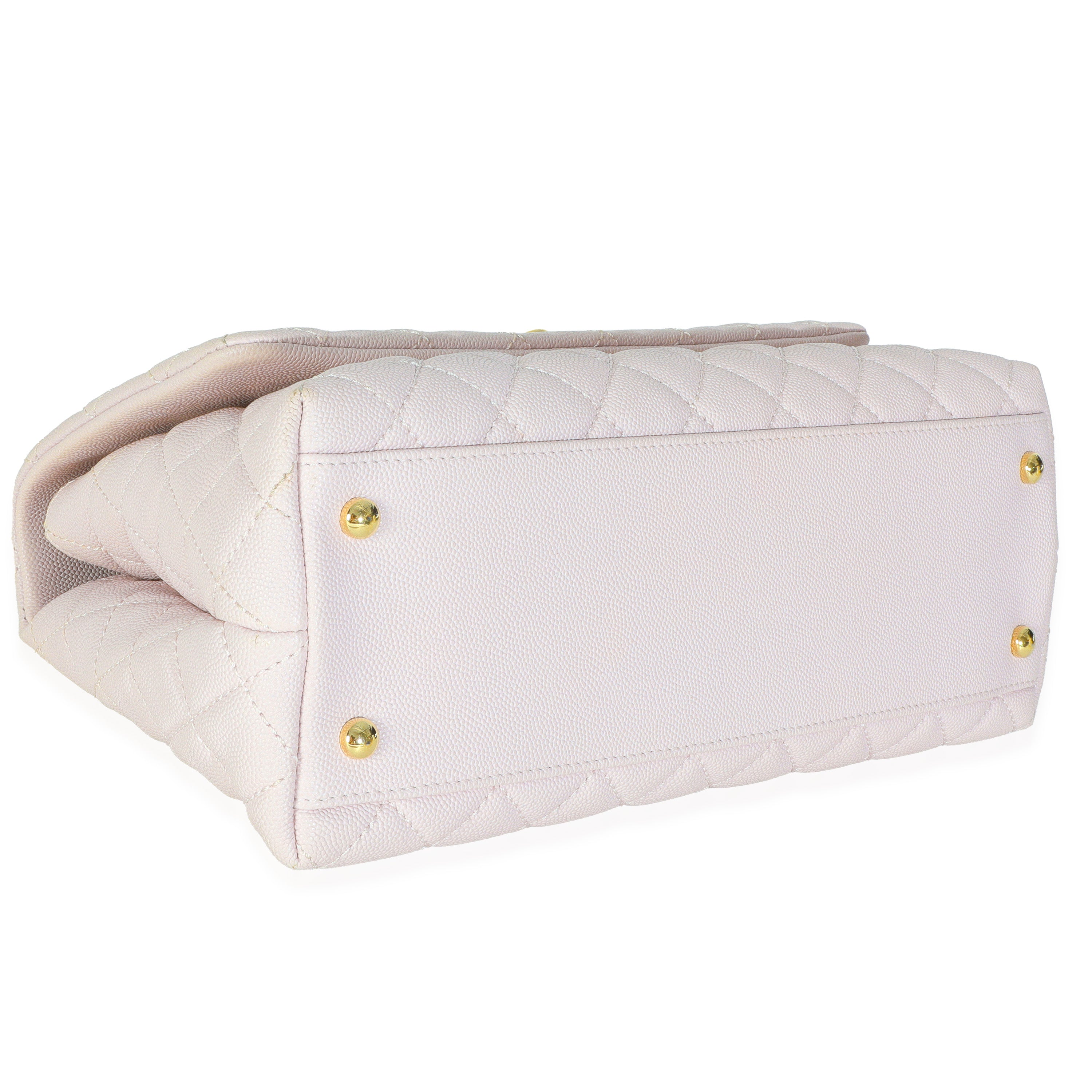 Chanel Light Pink Quilted Caviar Medium Coco Top Handle Handbag