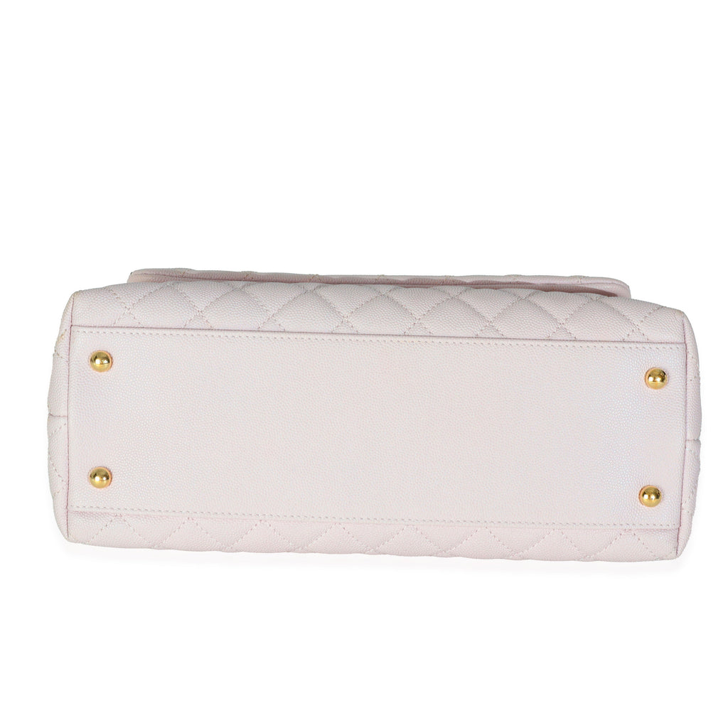 Chanel Light Pink Quilted Caviar Medium Coco Top Handle Handbag