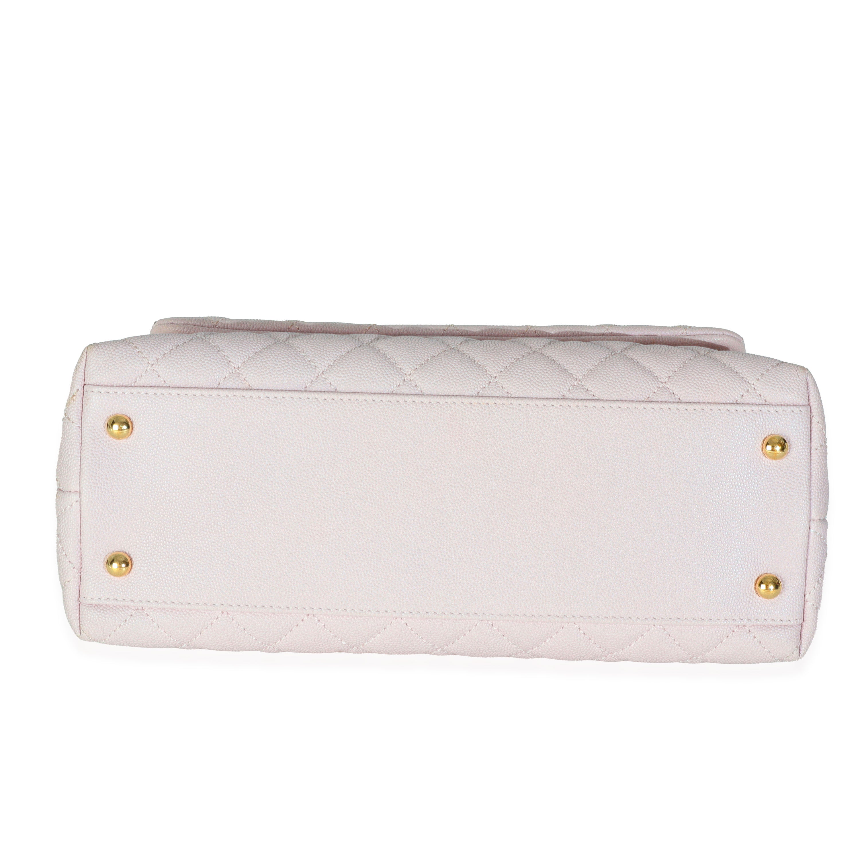 Chanel Light Pink Quilted Caviar Medium Coco Top Handle Handbag