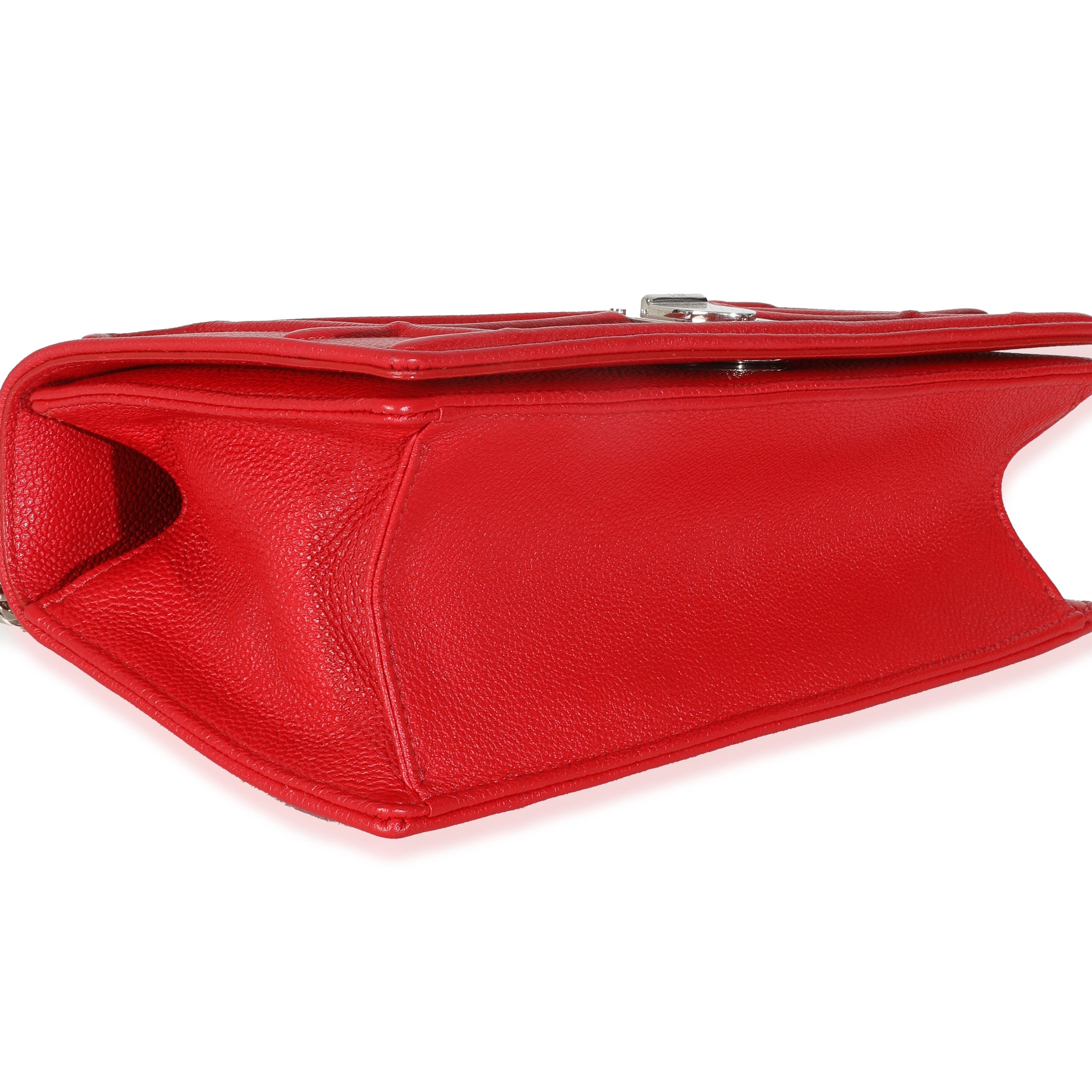 Christian Dior Red Grained Calfskin Small Diorama Flap Bag