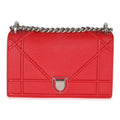 Christian Dior Red Grained Calfskin Small Diorama Flap Bag