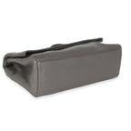 Saint Laurent Grey Grained Calfskin Medium West Hollywood Monogram Fold Over Bag