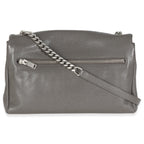 Saint Laurent Grey Grained Calfskin Medium West Hollywood Monogram Fold Over Bag