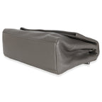 Saint Laurent Grey Grained Calfskin Medium West Hollywood Monogram Fold Over Bag