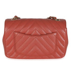 Chanel Coral Chevron Calfskin Mini Rectangular Flap Bag