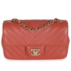 Chanel Coral Chevron Calfskin Mini Rectangular Flap Bag